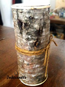 Distress Pillar Candle Wrapped Wooden Tree wholesale and retail